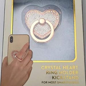 Rose Gold Crystal Heart smartphone holder & Kickst